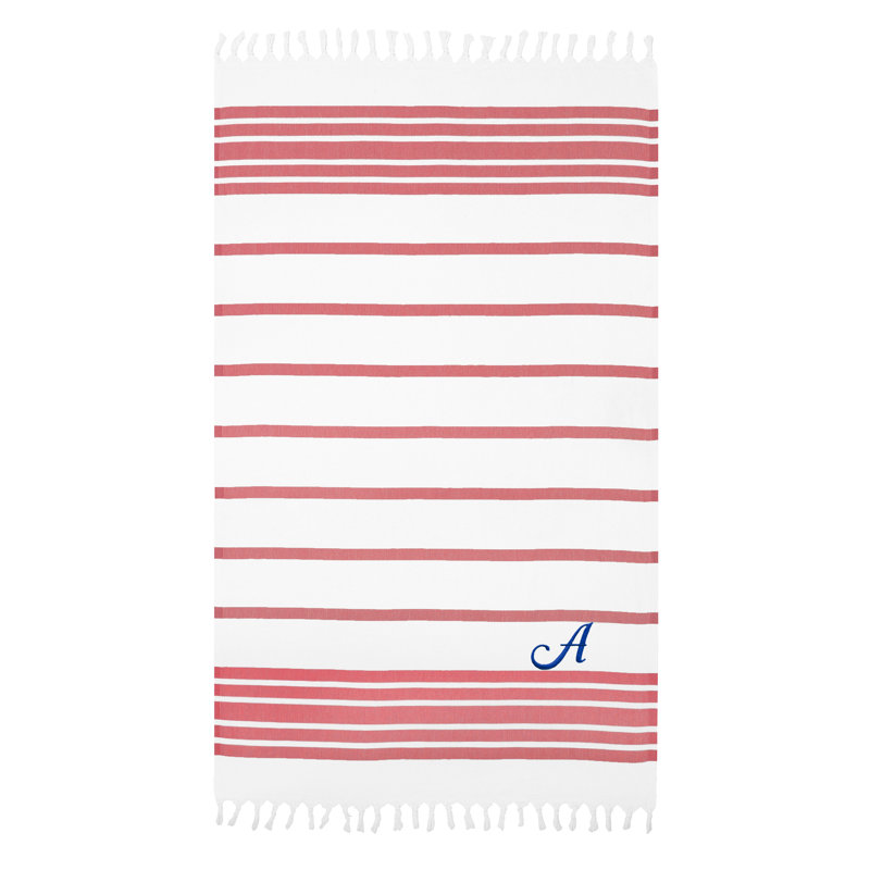 Serviette de plage 100% coton à chevrons, A, Pistache / gris