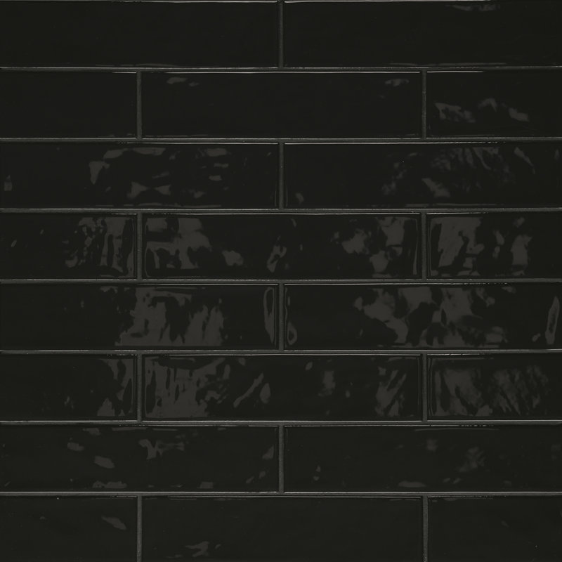 Clara 3" x 11" Porcelain Subway Tile, Glossy Noir