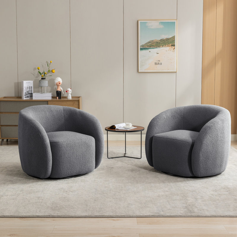 Fauteuil pivotant rembourré Katherline, Mélange de polyester gris