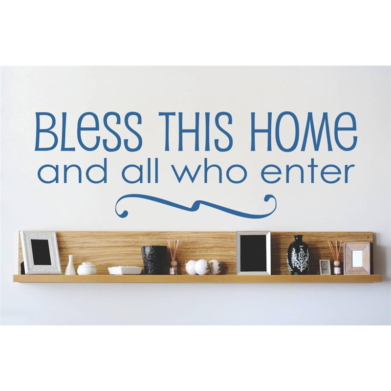 Décalcomanie murale "bless this home", Bleu, H 8 po x l 20 po x P 0,16 po
