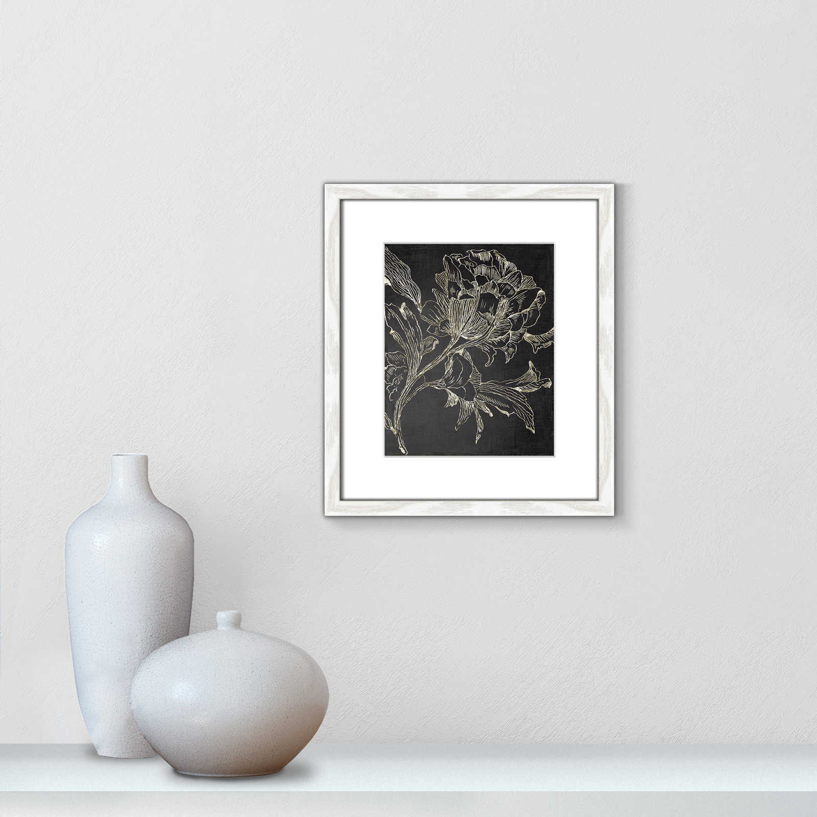 Clarendon "Golden Flower Folklore I" Print, White Framed, 15" H x 13" W