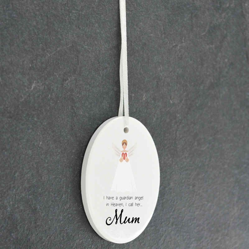 Angel I Call Her Mum Oval Shaped Ceramic Hanging Ornament