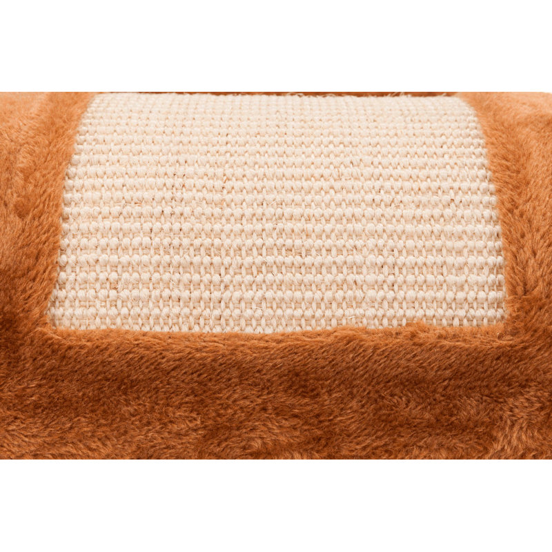 Brown Sisal Wave Cat Scratcher with Plush Cover