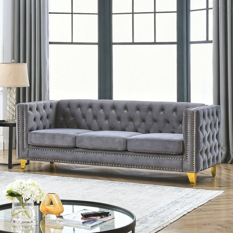 Canapé pour salon, Gris, 29" H x 80.5" W x 30.5" D
