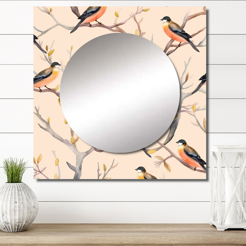 Antwana - Petits oiseaux sur les branches d'arbres, animaux, miroir carré carré, décoration murale pour chambre à coucher