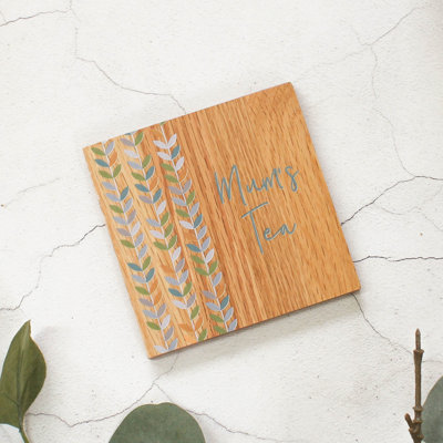 Personalised Mums Drink Coaster, Oak