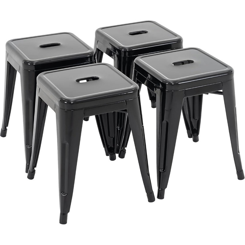 Ensemble de tabourets de comptoir de 4,18 "tabourets de bar industriels empilables en métal, chaises de salle à manger en métal sans dossier pour la cuisine intérieure et extérieure