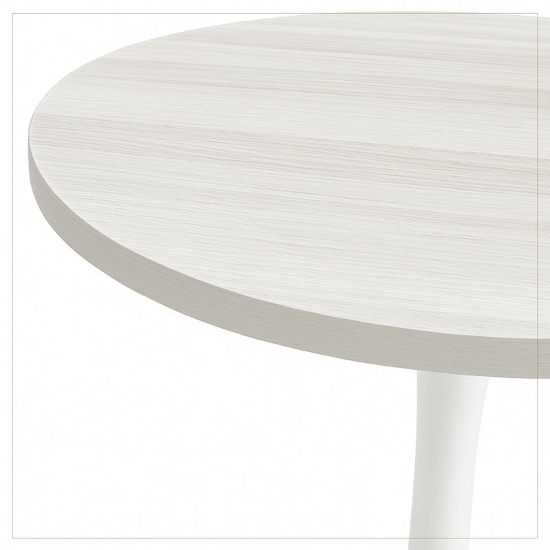 Elkton 27" Round Dining Table, Modern Small Kitchen Table with Pedestal Metal Iron Base, Circular Wooden Top Dinette Furniture for Bistro, Cafe, Apartment, and Small Spaces