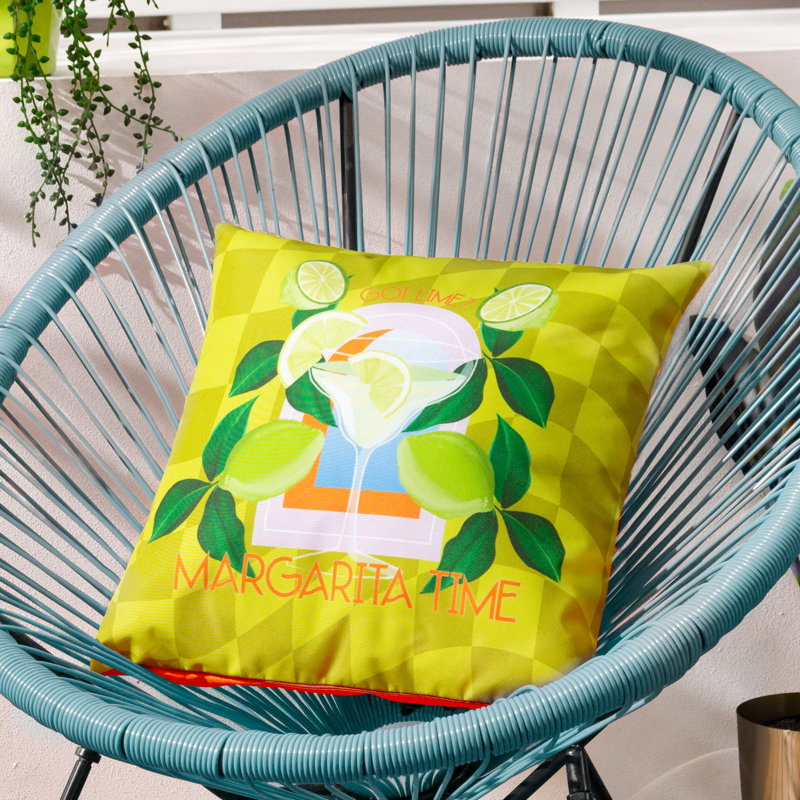 Margarita Indoor / Outdoor Abstract Green Square Throw Cushion