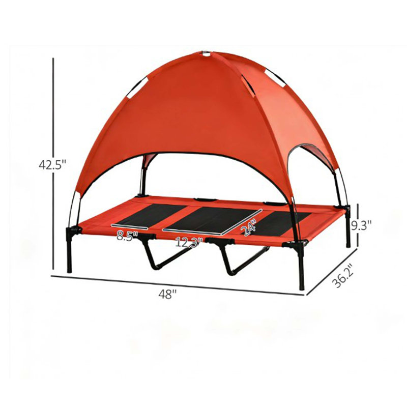 Lit pour animal de compagnie de style moderne, lit pour chien portatif surélevé, Noir / Rouge