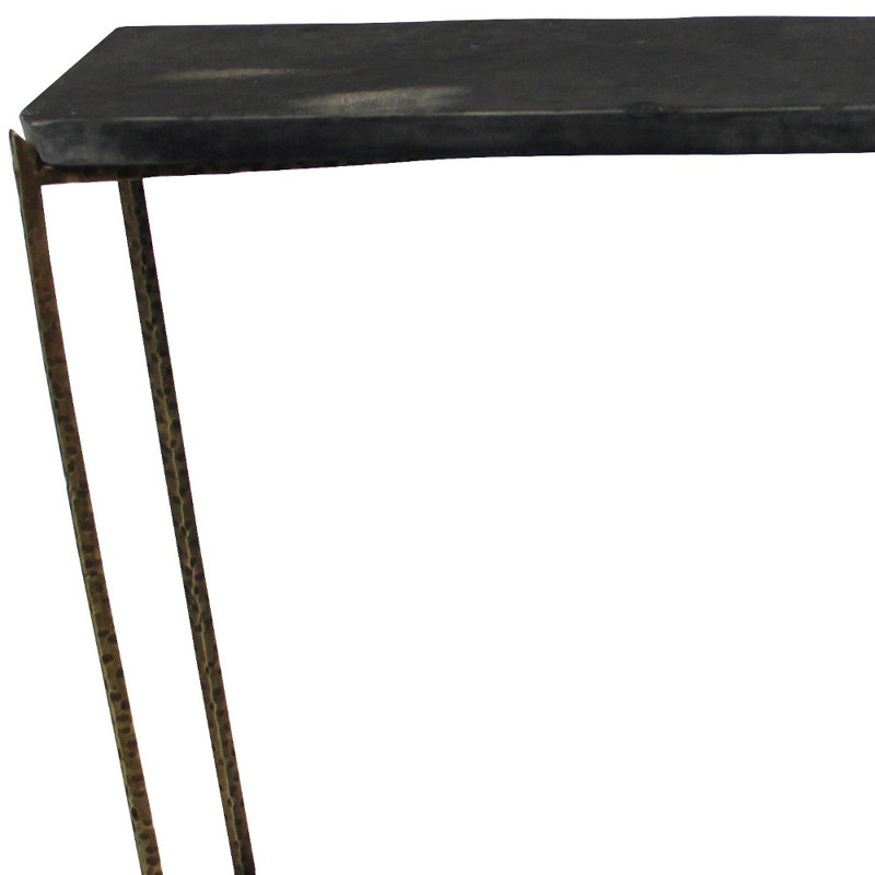 Console de 48 po avec cadre en pierre et fer noir et or