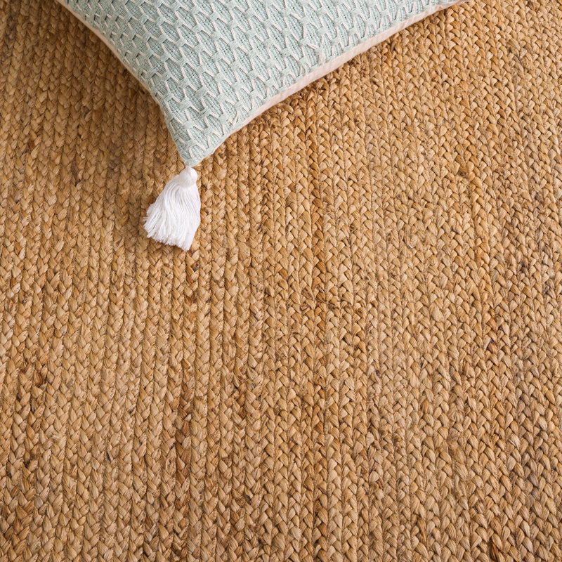 Tapis d'intérieur en jute tissé à la main Natural Fiber, Rectangulaire 3 pi x 5 pi, Beige / Blanc