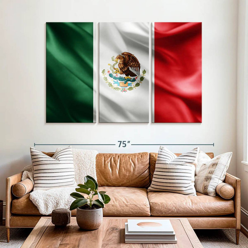 Borges Silk Mexican Flag, 42" H x 65" W