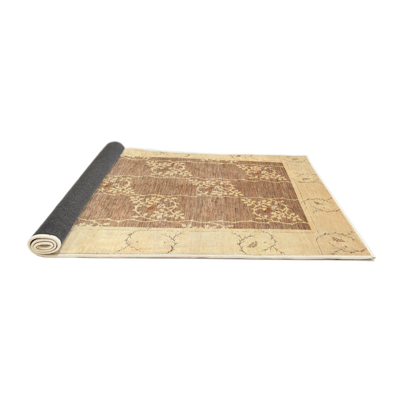 Tapis contemporain crème / brun, Rond 6 pi