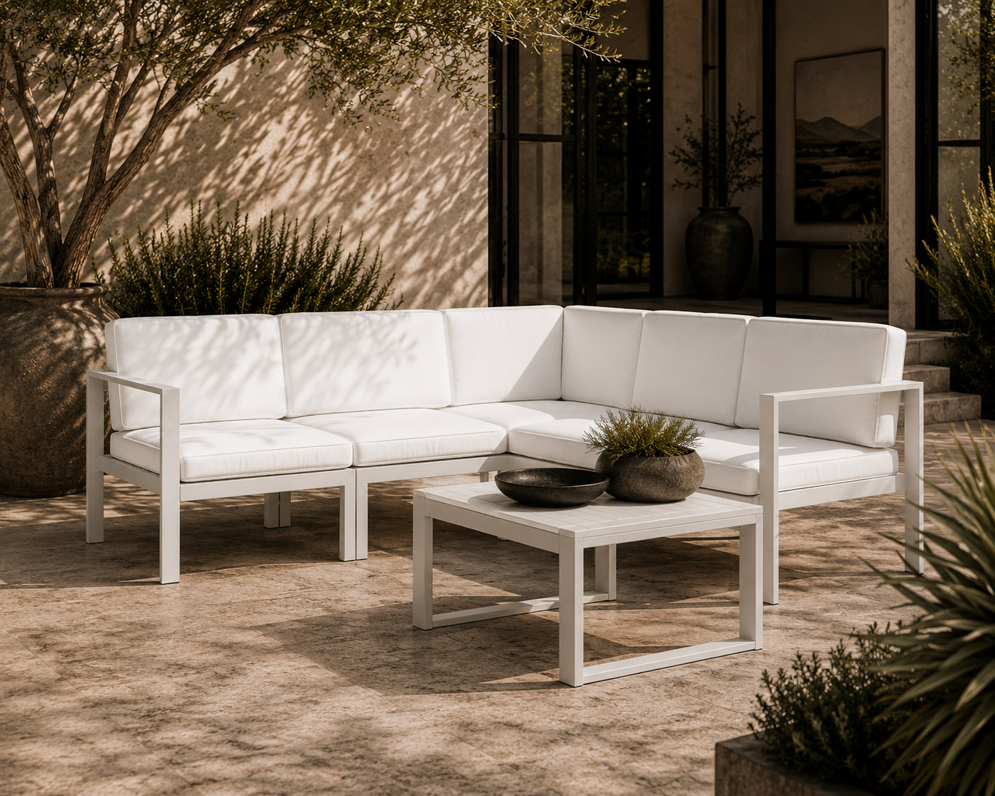 Karen 6-Person Patio Seating Group, White