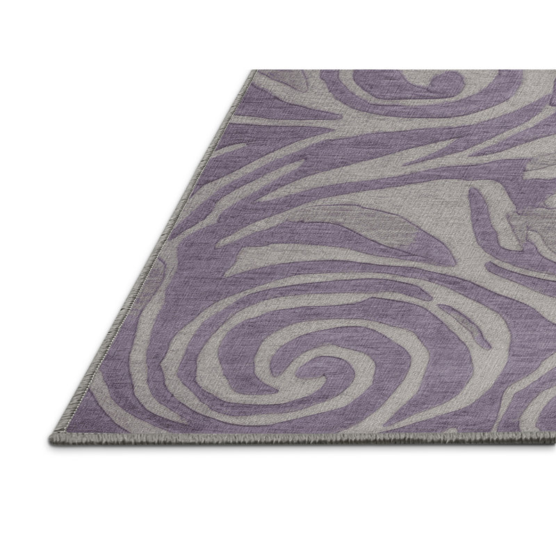 Tapis abstrait gris lavable à la machine, Rectangulaire 7 pi x 10 pi