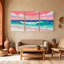 Nautique et plage, ciel bleu, vagues océaniques, plage de sable, ensemble de 3 impressions sur toile-902029824