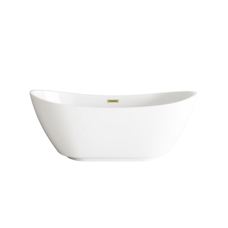 Labrusca 62'' x 28.3'' Soaking Fiberglass Bathtub, Brushed Gold