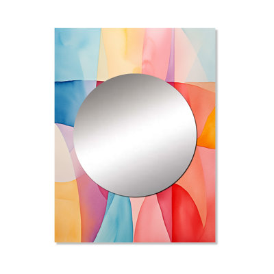 Mid-Century pastel colour pastels IV - Miroir mural décoratif géométrique, miroir moderne, impression d'art en métal