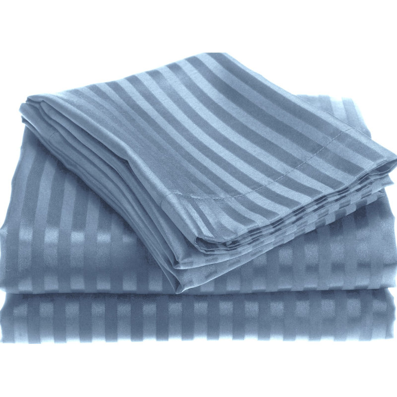 Microfiber Striped Sheet Set, Light Blue, Twin