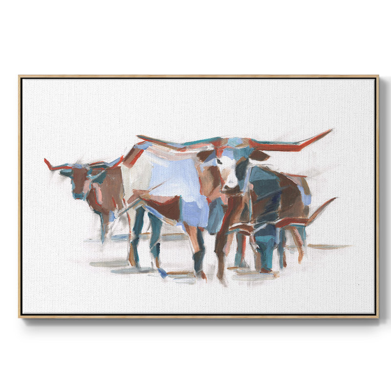 " Modern Longhorns II ", 27" H x 41" W x 2" D, Natural