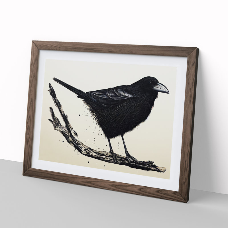 Crow Bird Splash Vol.1 - Framed Print, 46cm H x 64cm W x 2cm D, Walnut