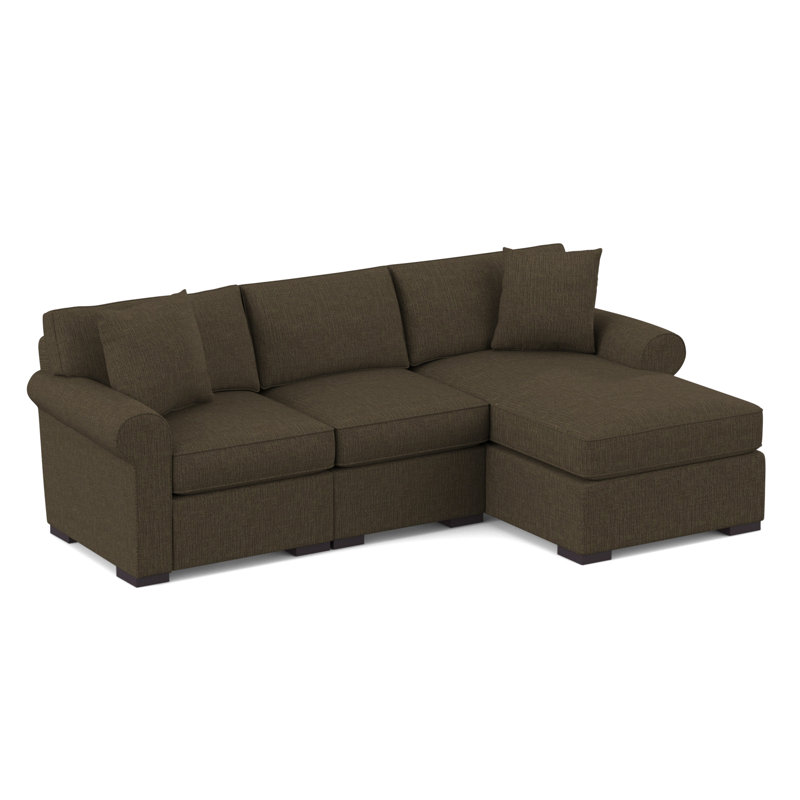 Star Upholstered L-Shaped Sectional, Heavenly Olive Chenille, Right Hand Facing