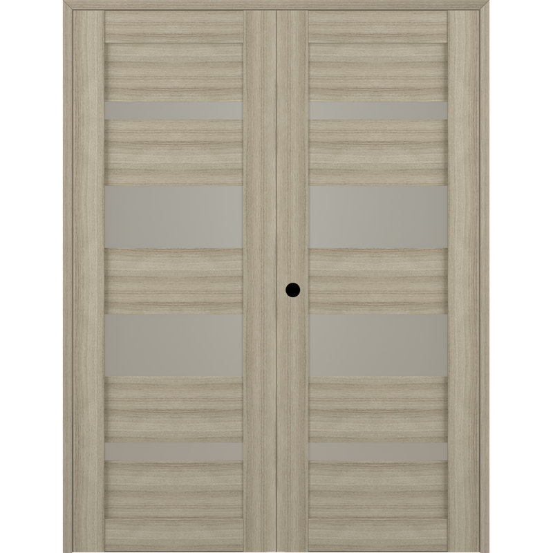 Porte standard lambrissée en bois et verre préfinie Mirella, Shambor, Droite, 71,75 po x 83,23 po