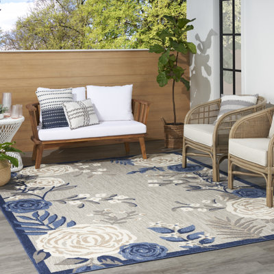 Tapis intérieur / extérieur bleu / gris Allijah