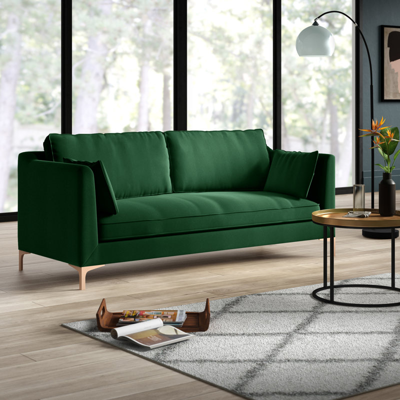 Lenore Upholstered 80.25'' Sofa, Emerald Green Velvet