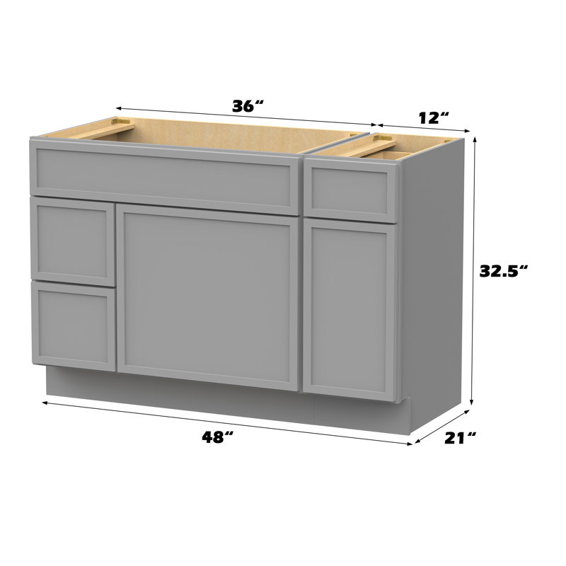 48'' Single Bathroom Vanity Base Only, Gray