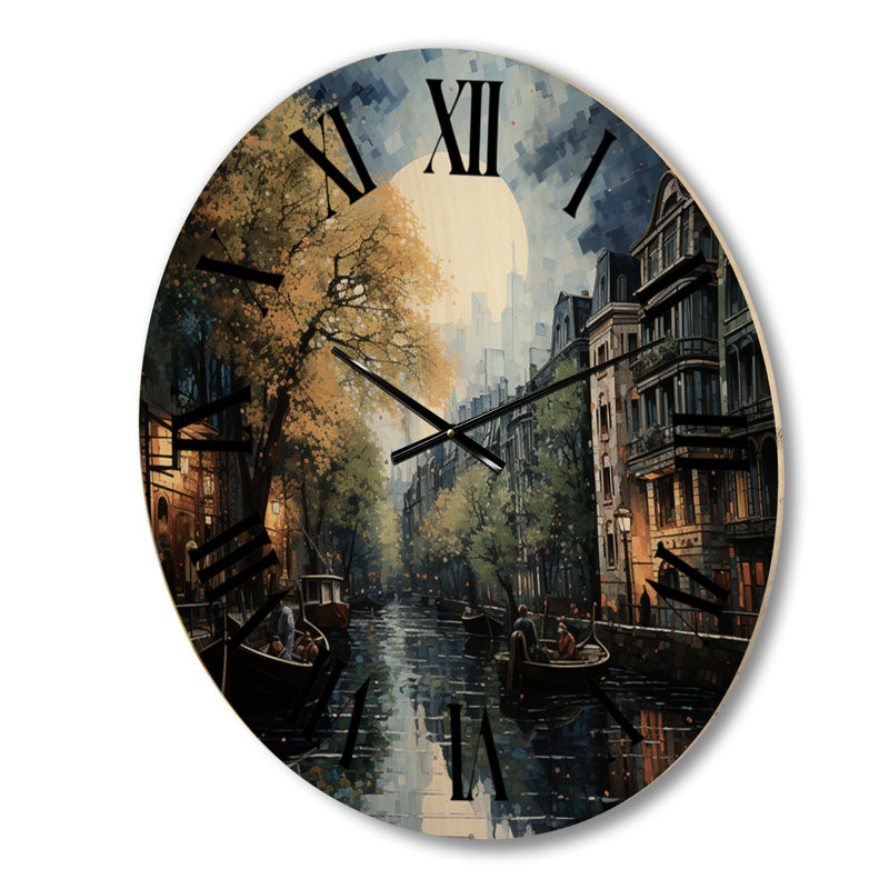 Horloge murale surdimensionnée Green Canals, Moyenne
