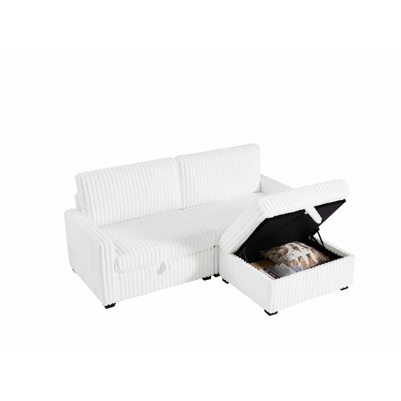 Vaste espace de rangement rembourré carré blanc, tissu de corde souple, 33,5 po de profondeur, pièce de haute qualité, blanc, rembourré, coussin