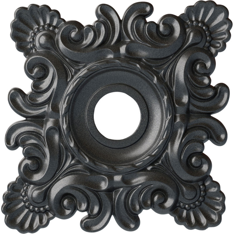 Médaillon de plafond Endurathane Nottingham, DO 18 po x P 3 1/2 po x P 1 1/2 po (convient aux auvents jusqu'à 4 5/8 po), fini noir de jais peint à la main