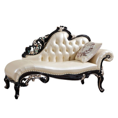 European Style Solid Wood Living Room Chair Upholstered Chaise Lounge