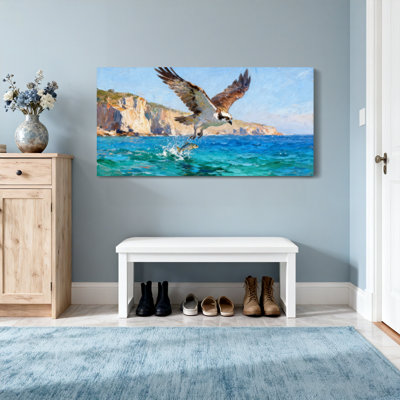 Animals Osprey Soaring Above Ocean Cliffs Fishing