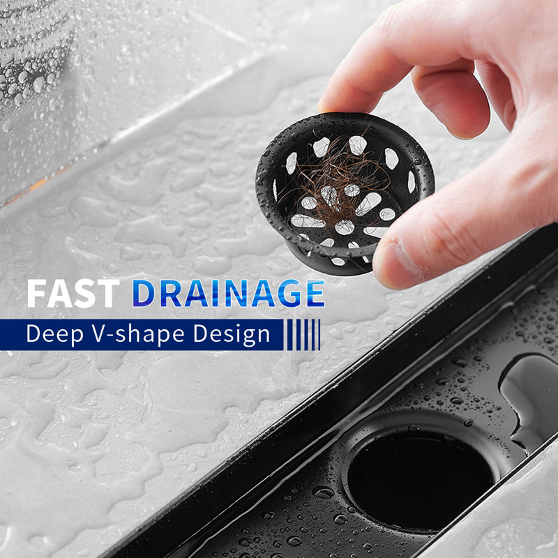Majesta 32" Matte Black linear grid drain, Matte Black
