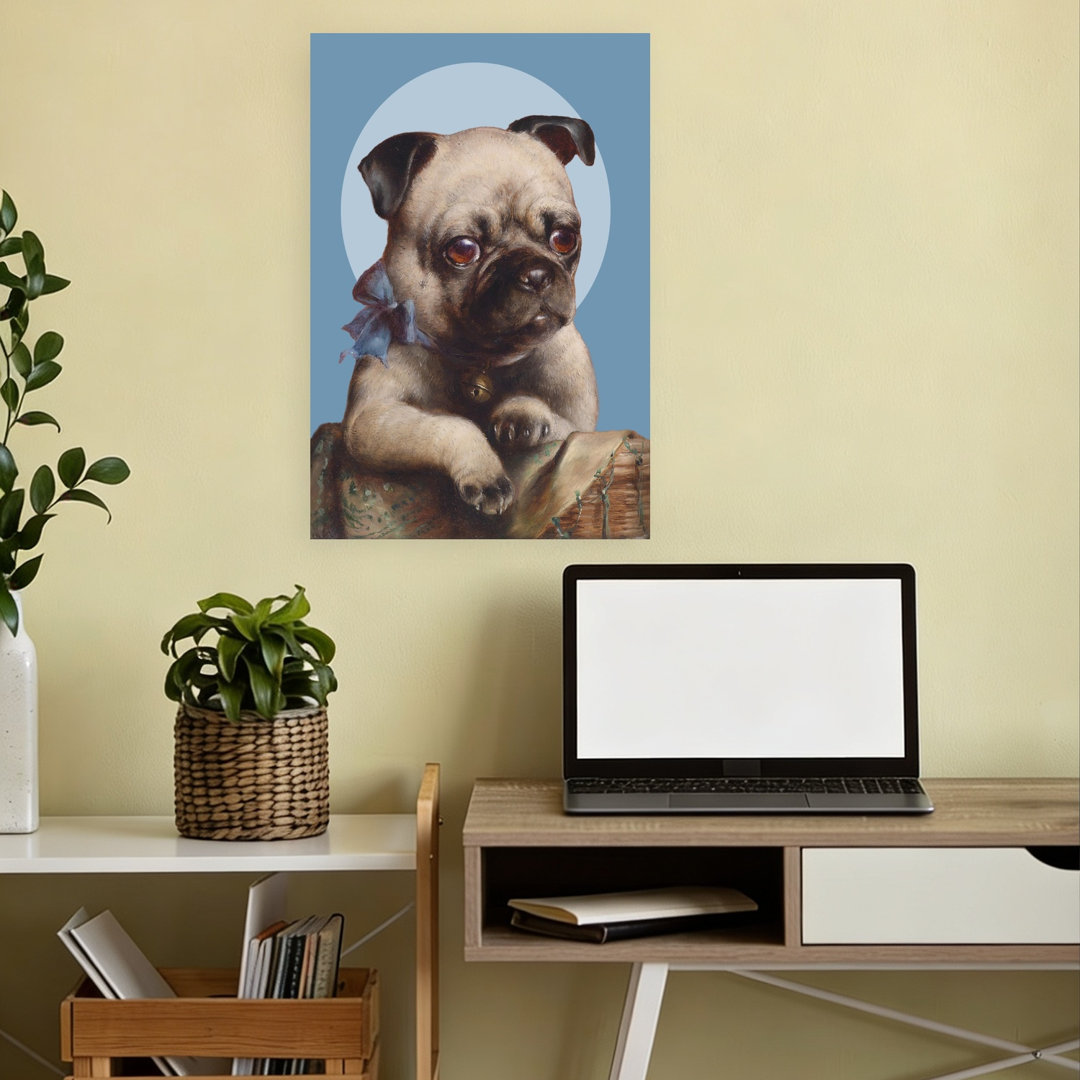 Cute Pug Puppy Contemporary Dog Wall Art Print