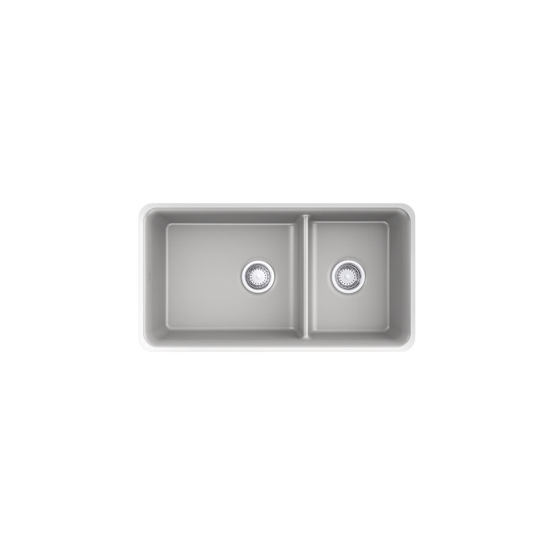 Gunnison 33.5 in. L Undermount Double Basin Kitchen Sink, Gray