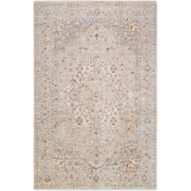 Tapis tissé à la machine Francisco, Ivoire, brun clair, gris clair, brun, brun clair, Rectangle 7 pi 10 po x 10 po