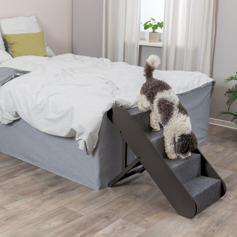 TRIXIE Pawsome Ascent 4-Step Adjustable Pet Stairs with Carpet Treads, Espresso Brown