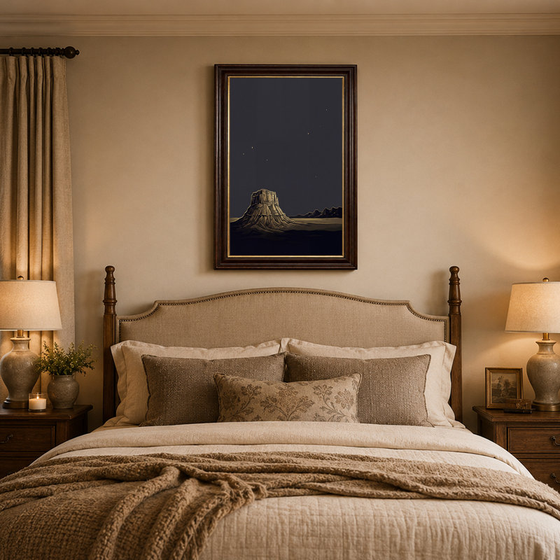 «Gold Line Art», art mural sur toile Mesa Under Starry Night Sky, H 16 po x l 24 po