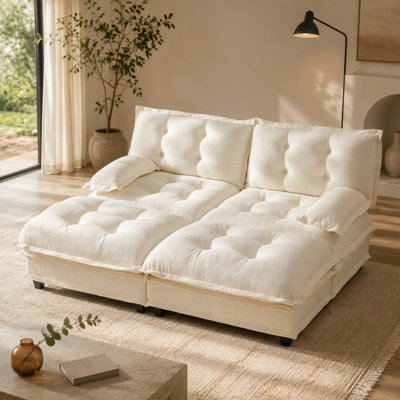 Canapé modulaire modulaire en nuage avec 2 repose-pieds, canapé à assise profonde, coussins confortables en treillis, canapé-lit pour une utilisation polyvalente