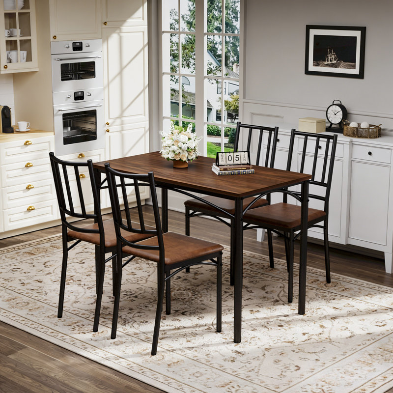 Aadi with 4 Dining slat back chairs, Walnut