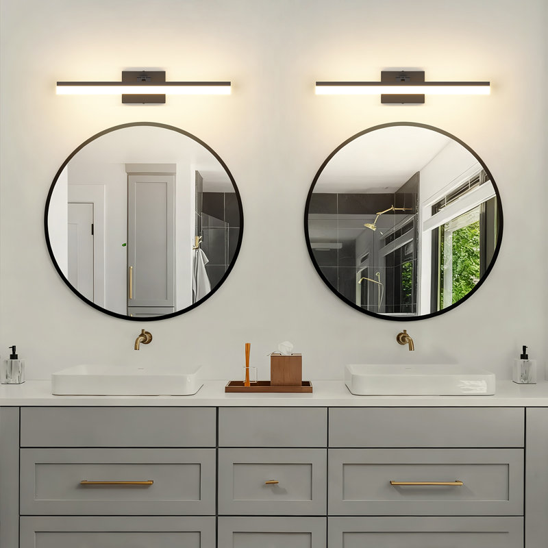 Barre d'éclairage de salle de bain 1 lumière DEL à intensité variable 18W 5CCT réglable (2500K-5300K), Noir, 5CCT