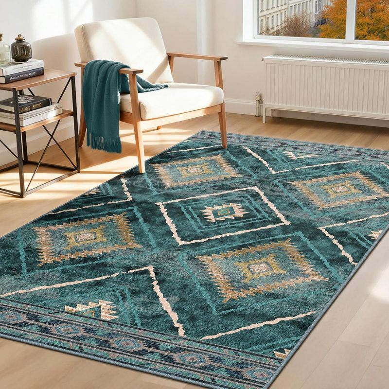 Rectangle 90 cm x 150 cm Vintage Look Area Rug