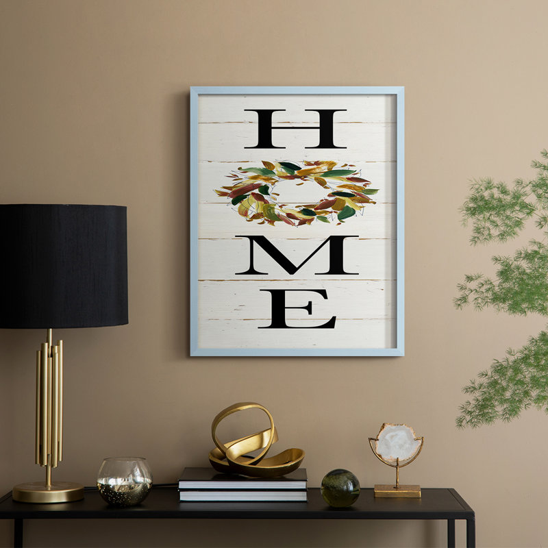 Reproduction encadrée de couronne Home Home - bois massif, H 30 po x l 24 po, Bleu