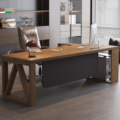 Walnut L-Shaped Solid Wood Executive desk
