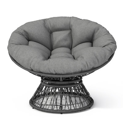 41.5" Ergonomic Wicker Chair With Cloud Thick Density Fabric Cushion,3-Proof Cover,High Capacity Iron Frame,Fluid 360 Degree Swivel For Reading,Living by Dakota Fields