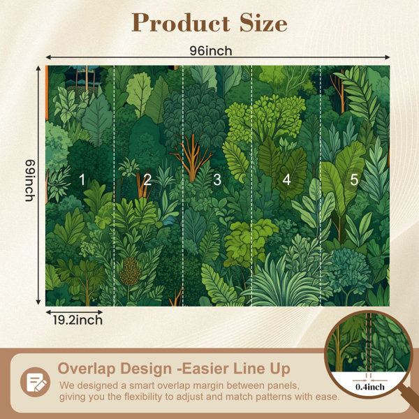 Red Barrel Studio Nature Peel and Stick Wallpaper Green Forest Summer ...